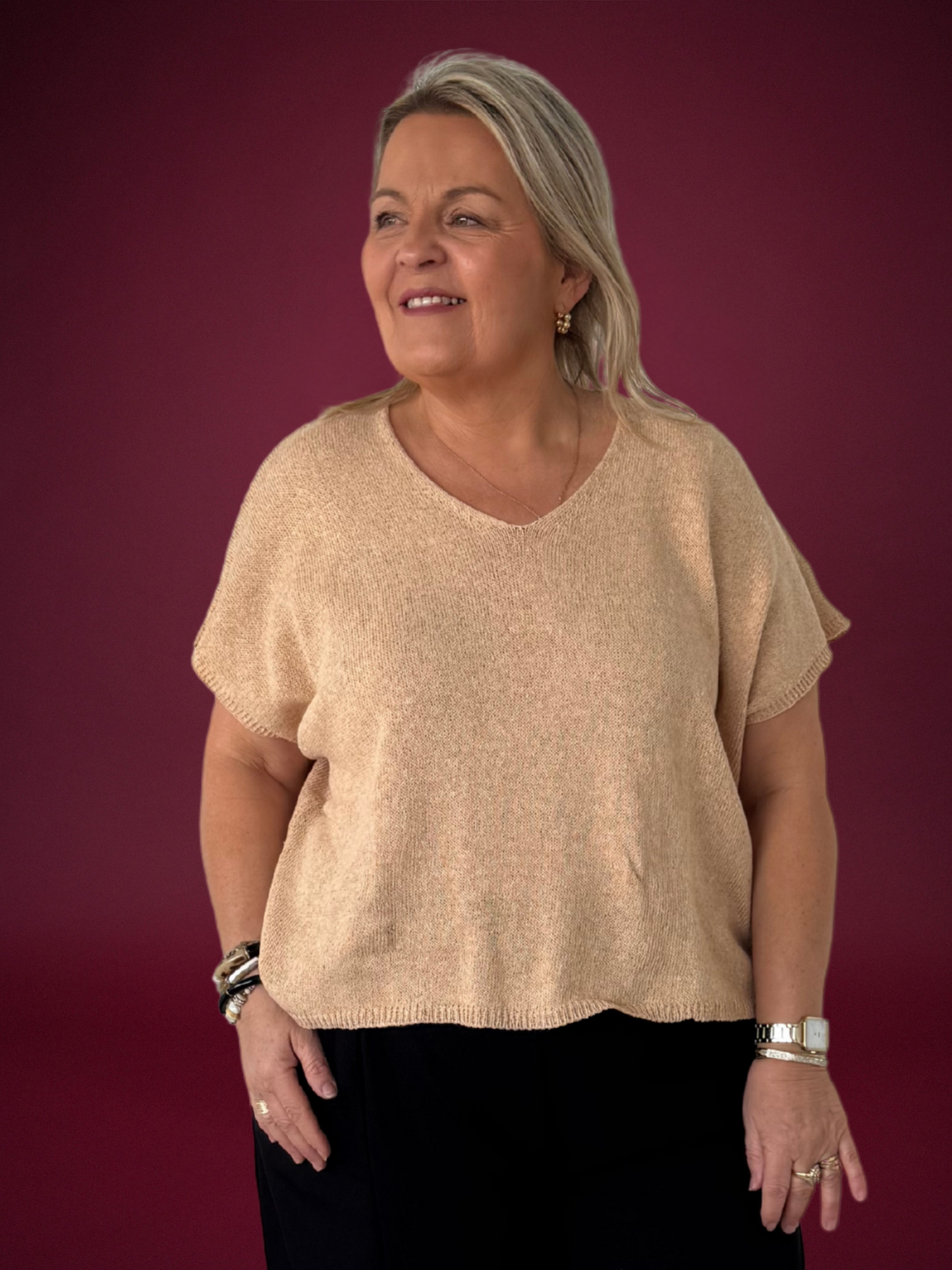T-shirt maille camel - 1485