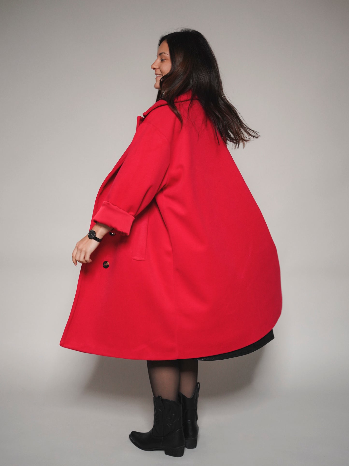 Manteau oversize rouge