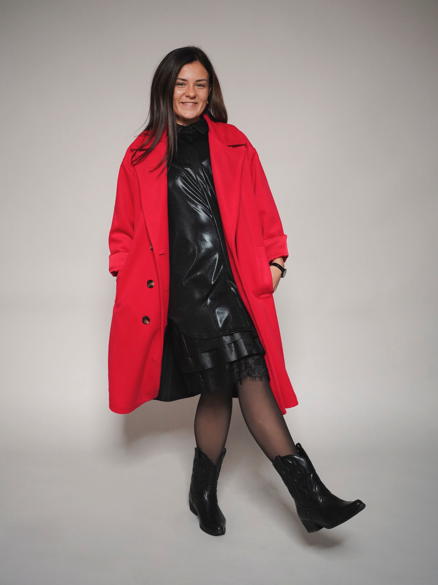 Manteau oversize rouge