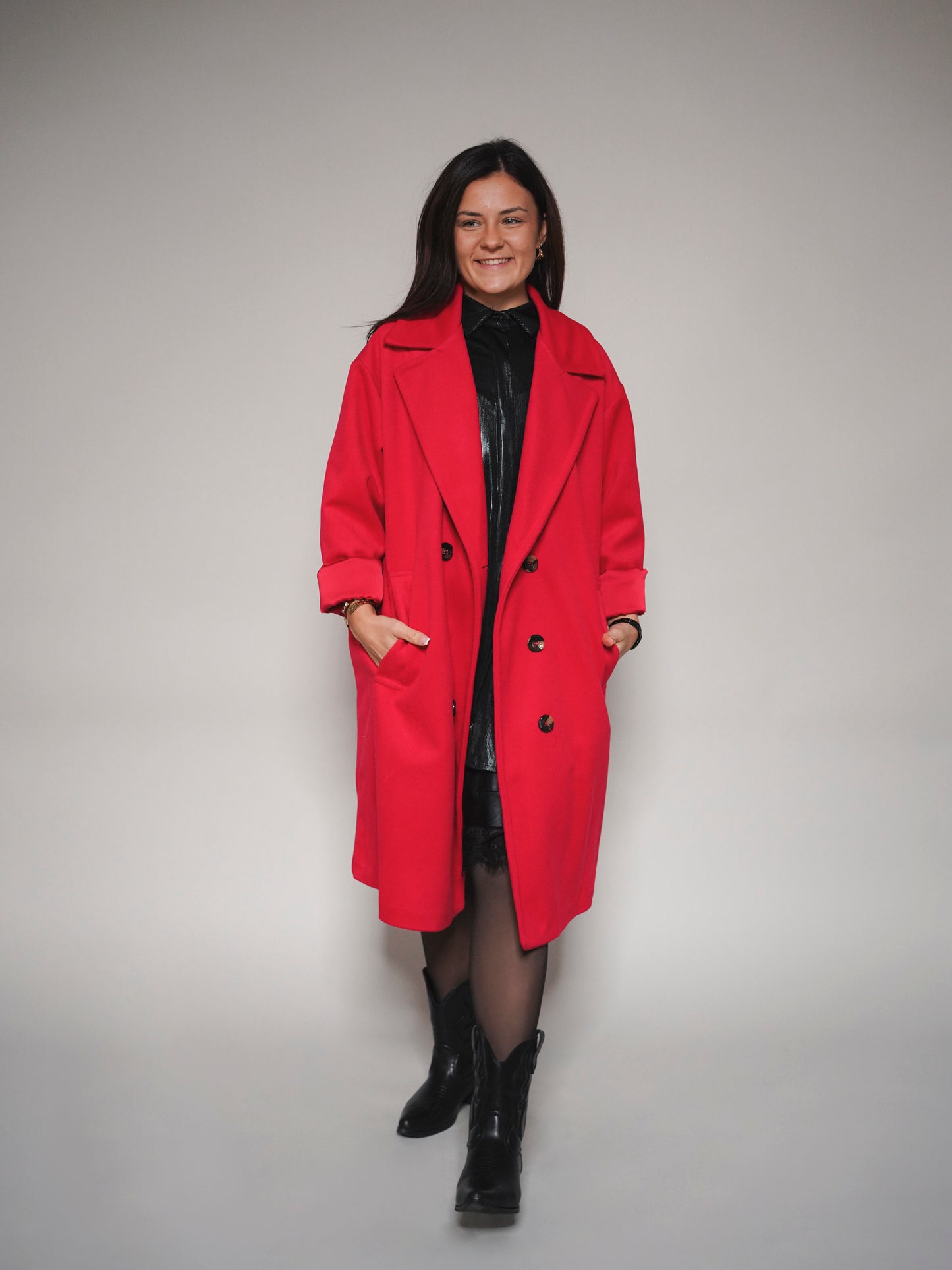 Manteau oversize rouge