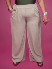 Pantalon à revers taupe