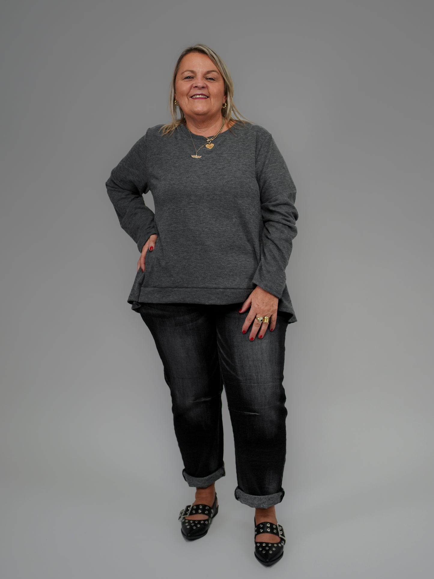 Pull doux oversize anthra