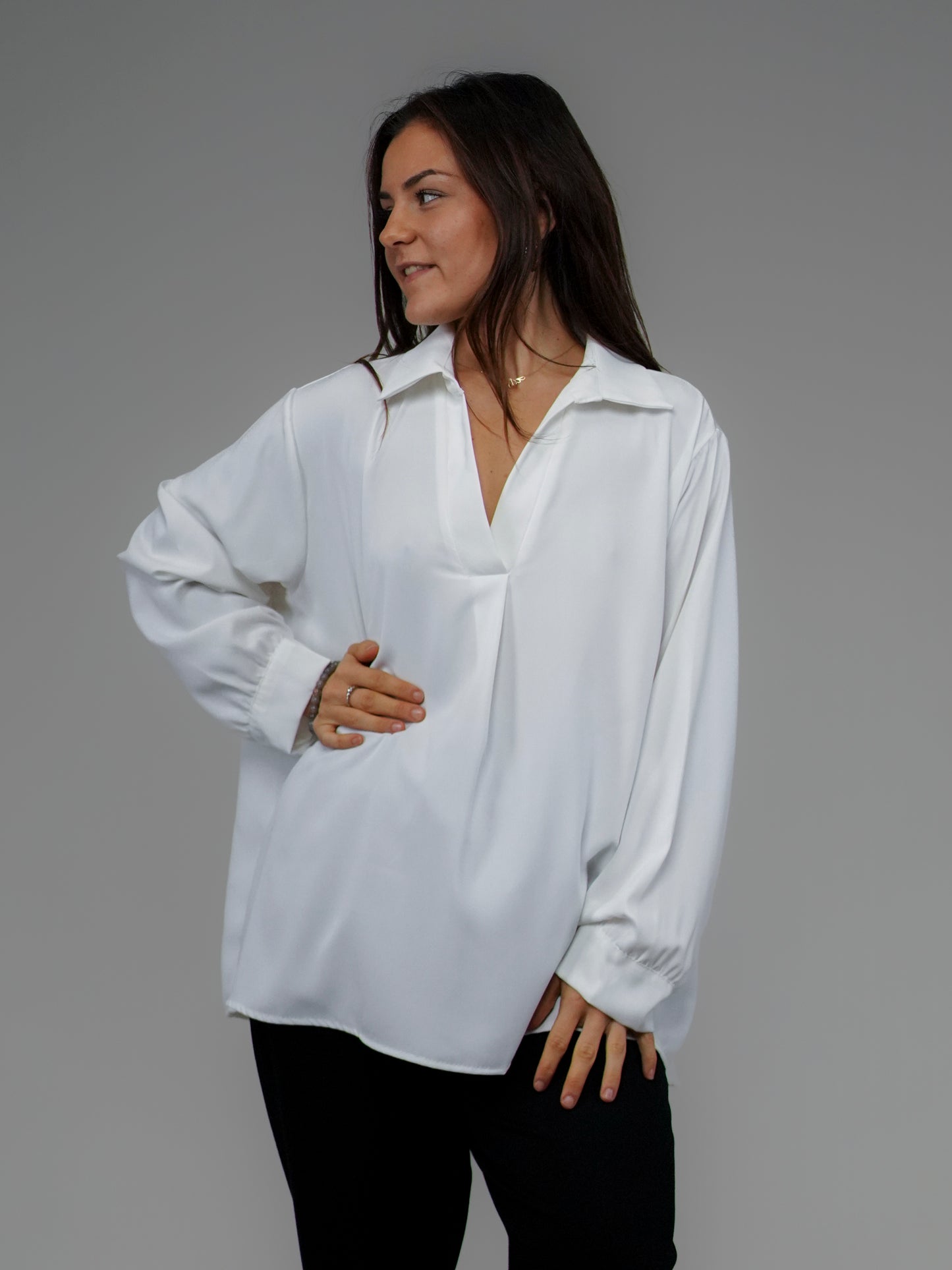Blouse blanche col chemise - 1196
