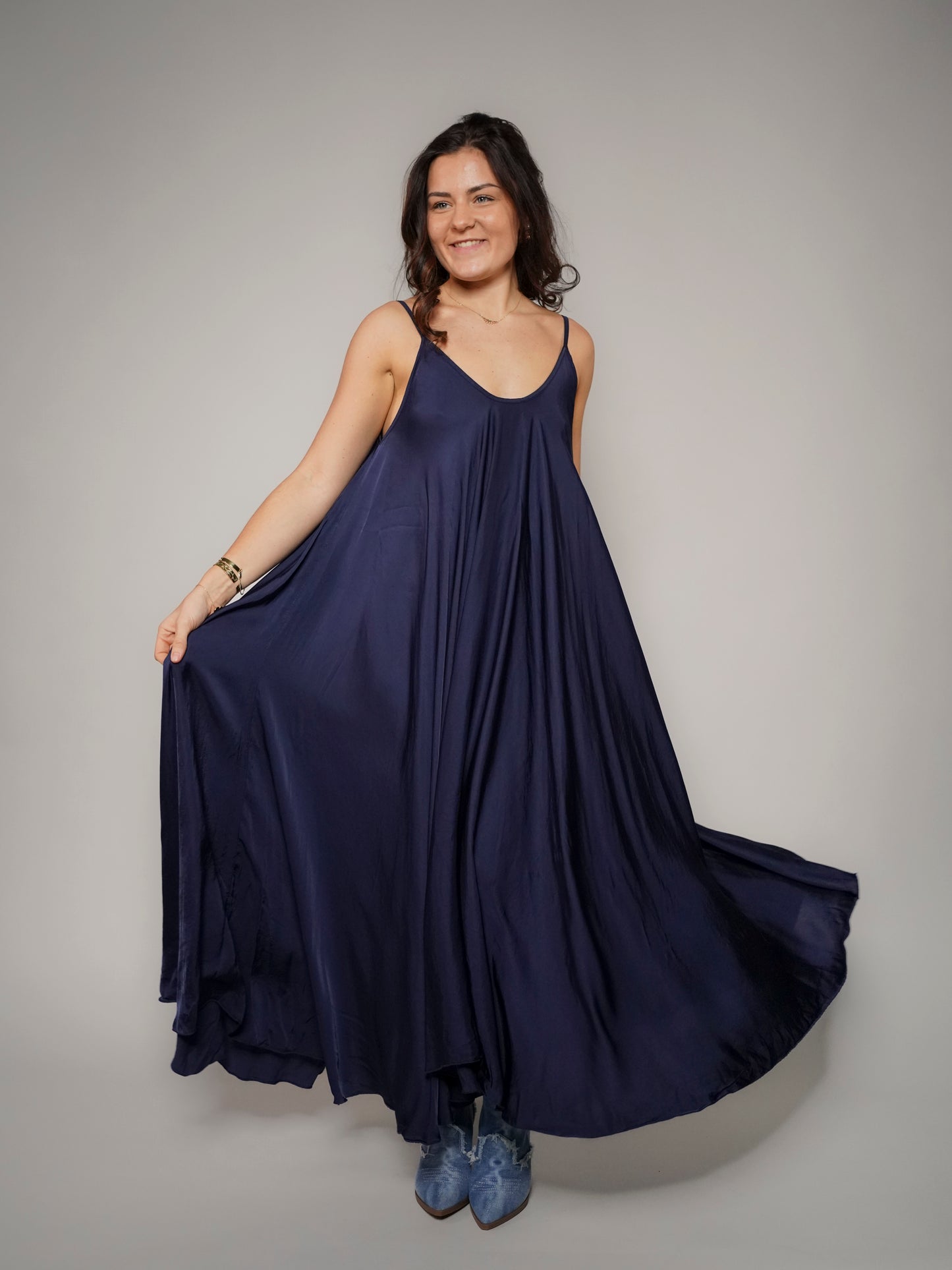 Robe marine en viscose et soie - 1527