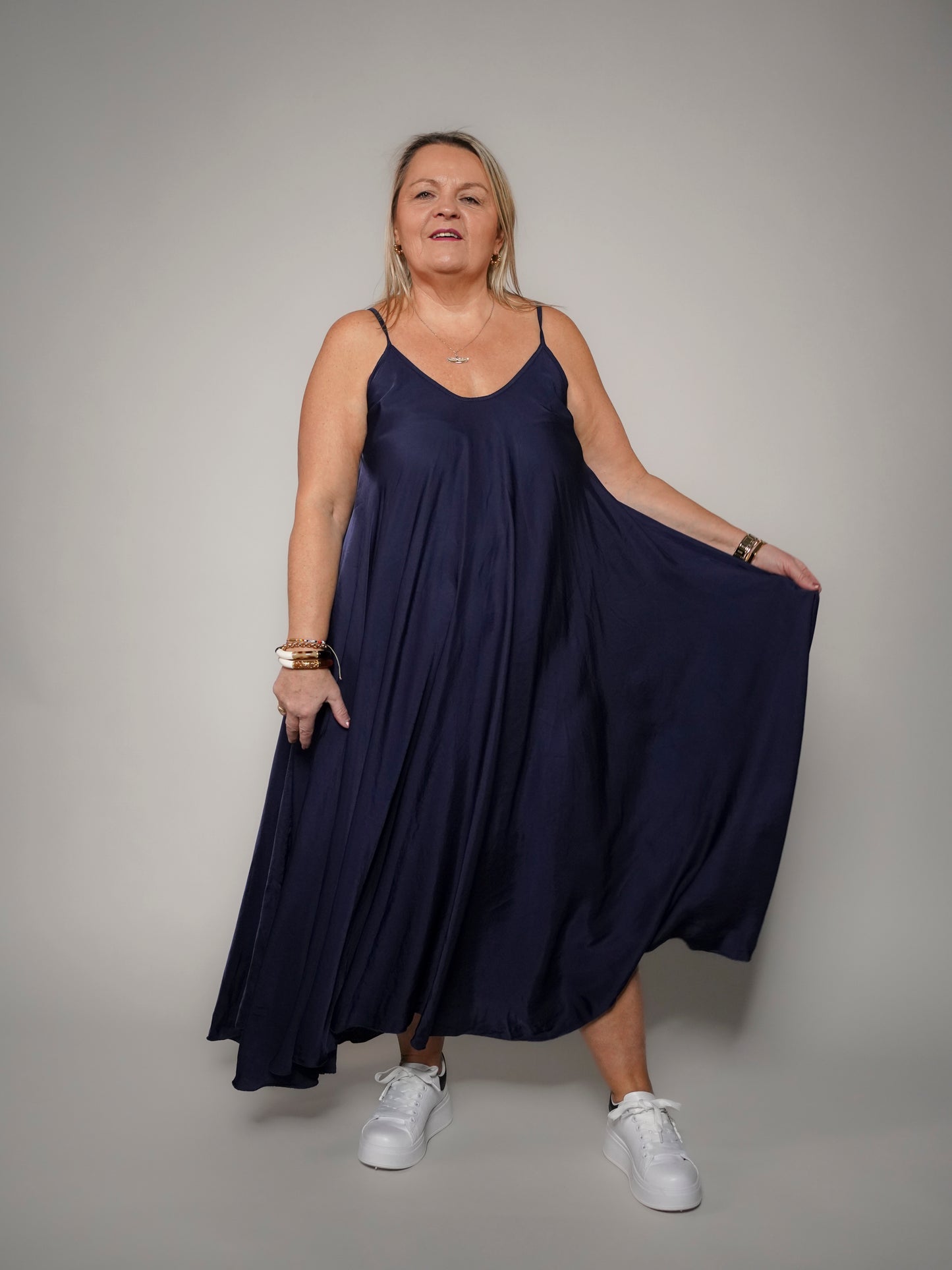 Robe marine en viscose et soie - 1527