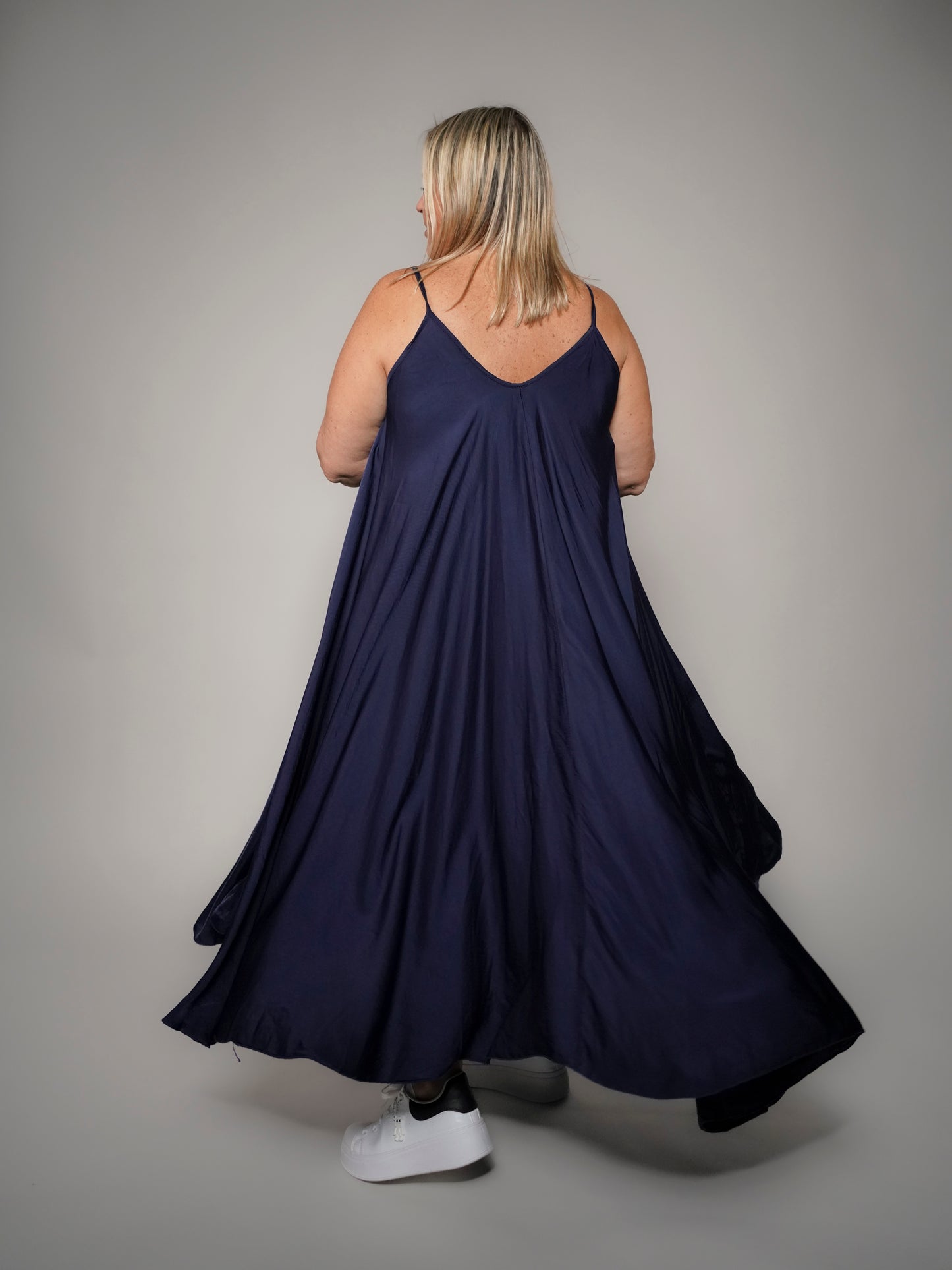 Robe marine en viscose et soie - 1527