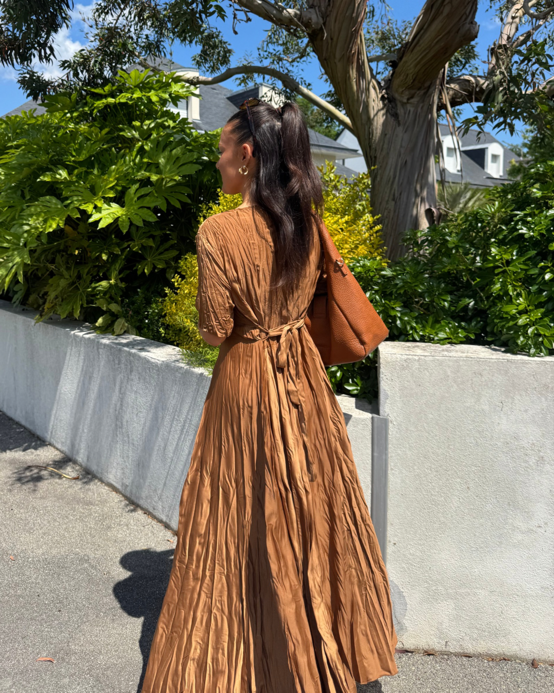 Robe caramel effet froissé - 1215