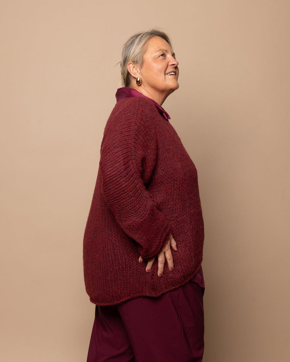 Pull en maille bordeaux