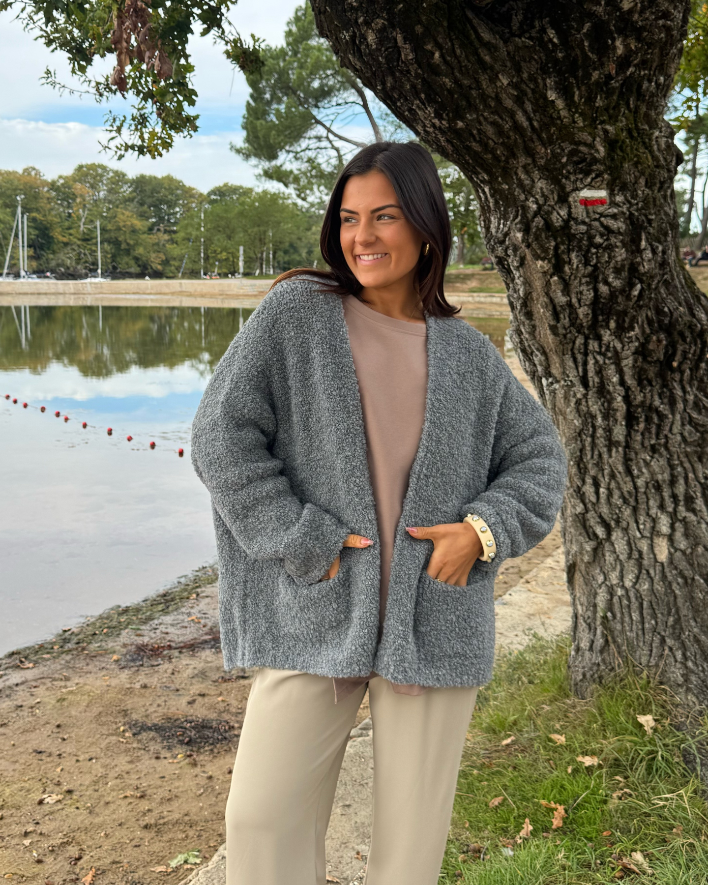 Gilet à poches gris foncé