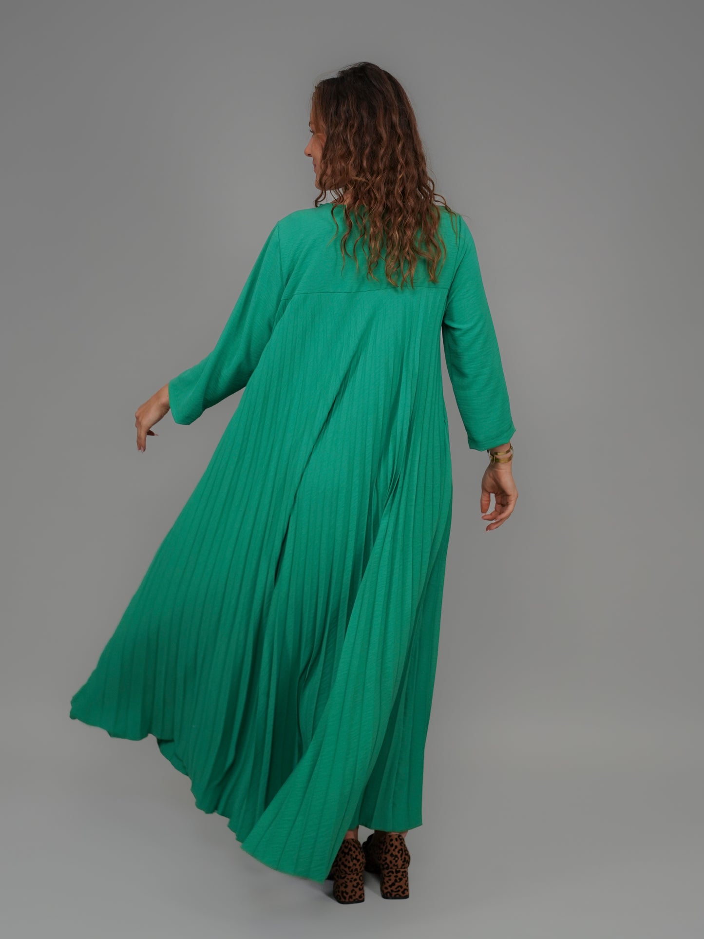 Robe plissée vert brésil - 1149