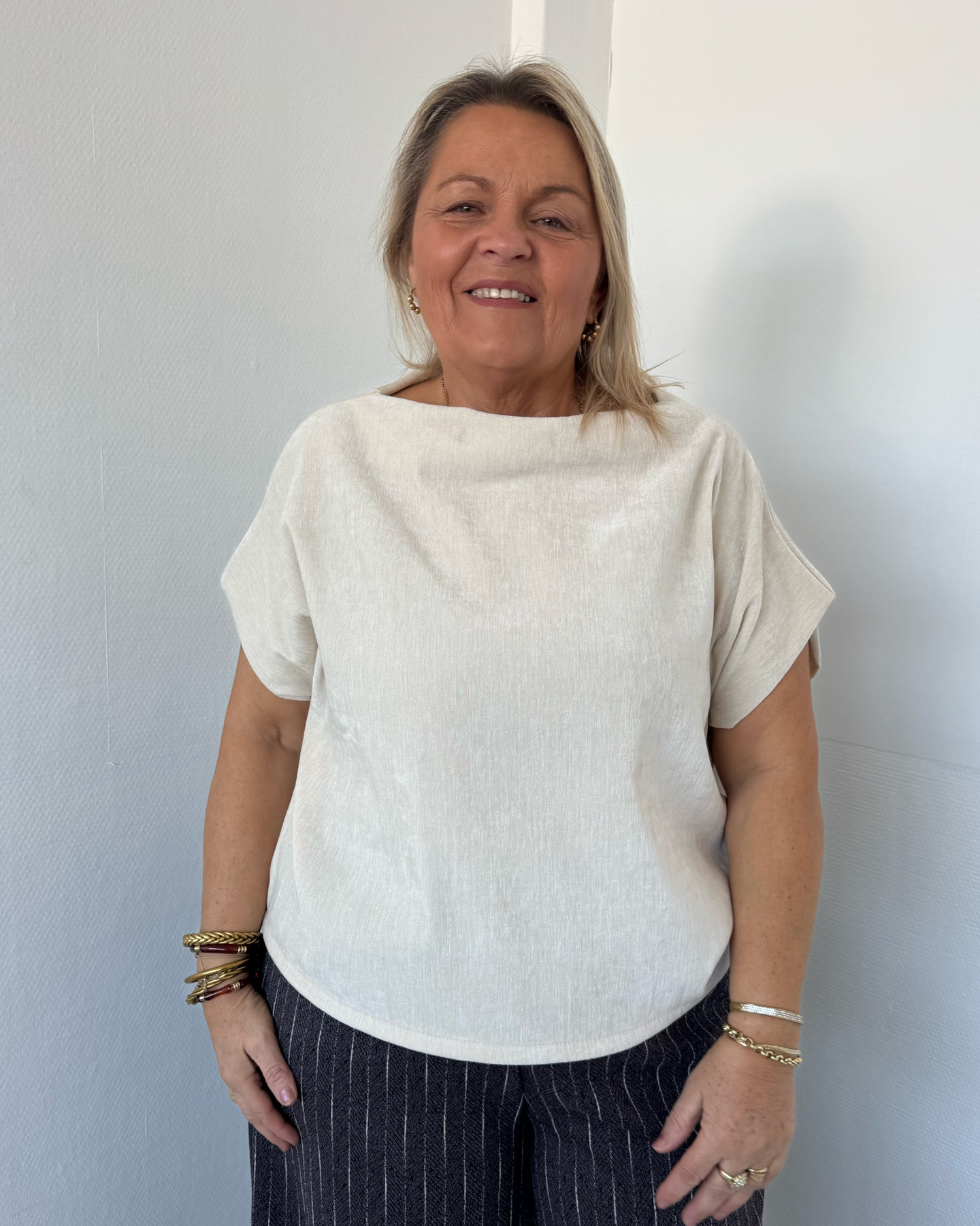 Haut en velours écru