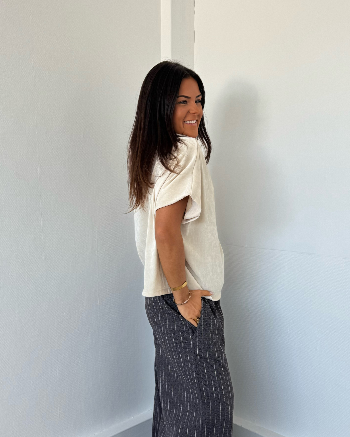 Haut en velours écru