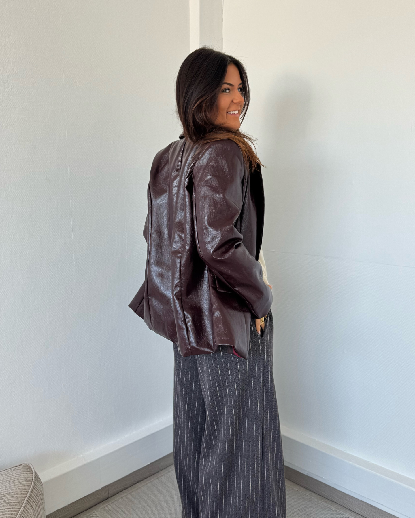 Blazer simili cuir bordeaux