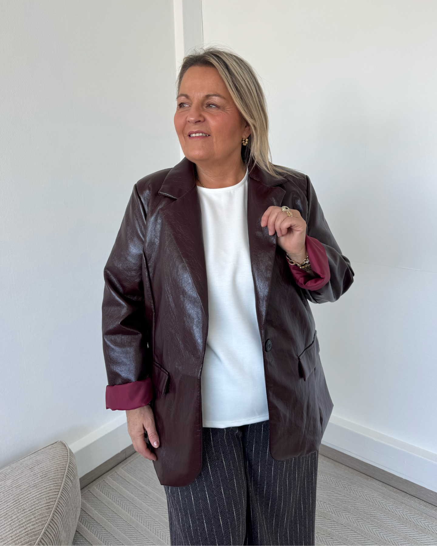 Blazer simili cuir bordeaux