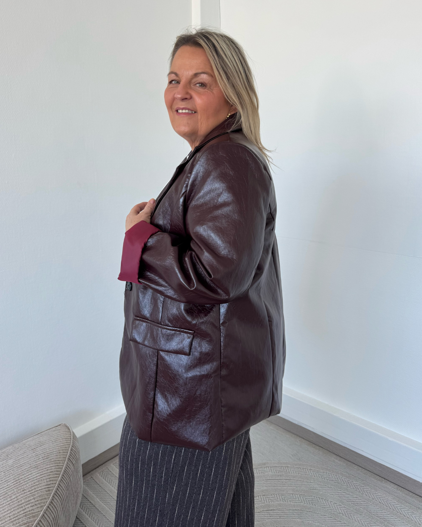 Blazer simili cuir bordeaux