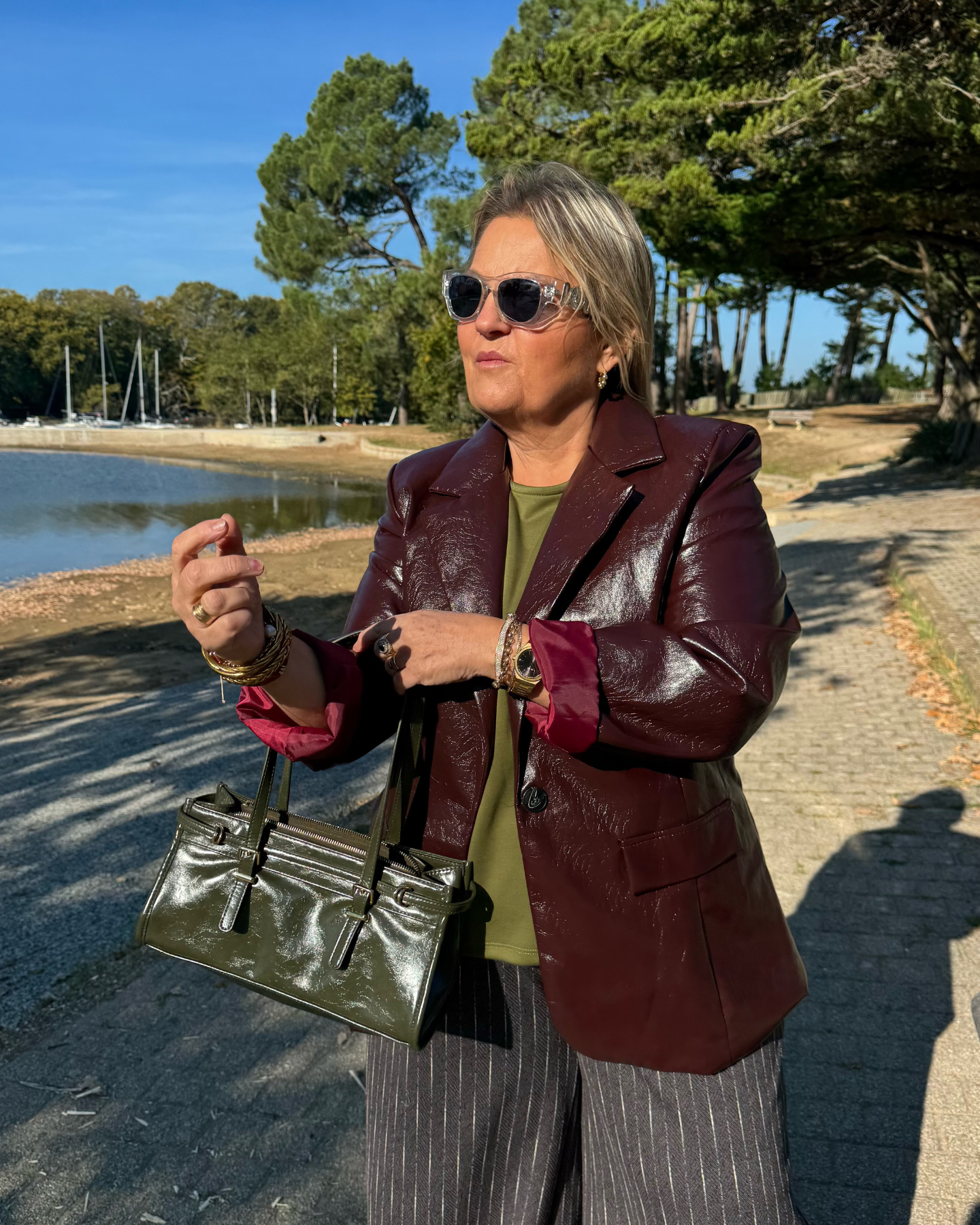 Blazer simili cuir bordeaux