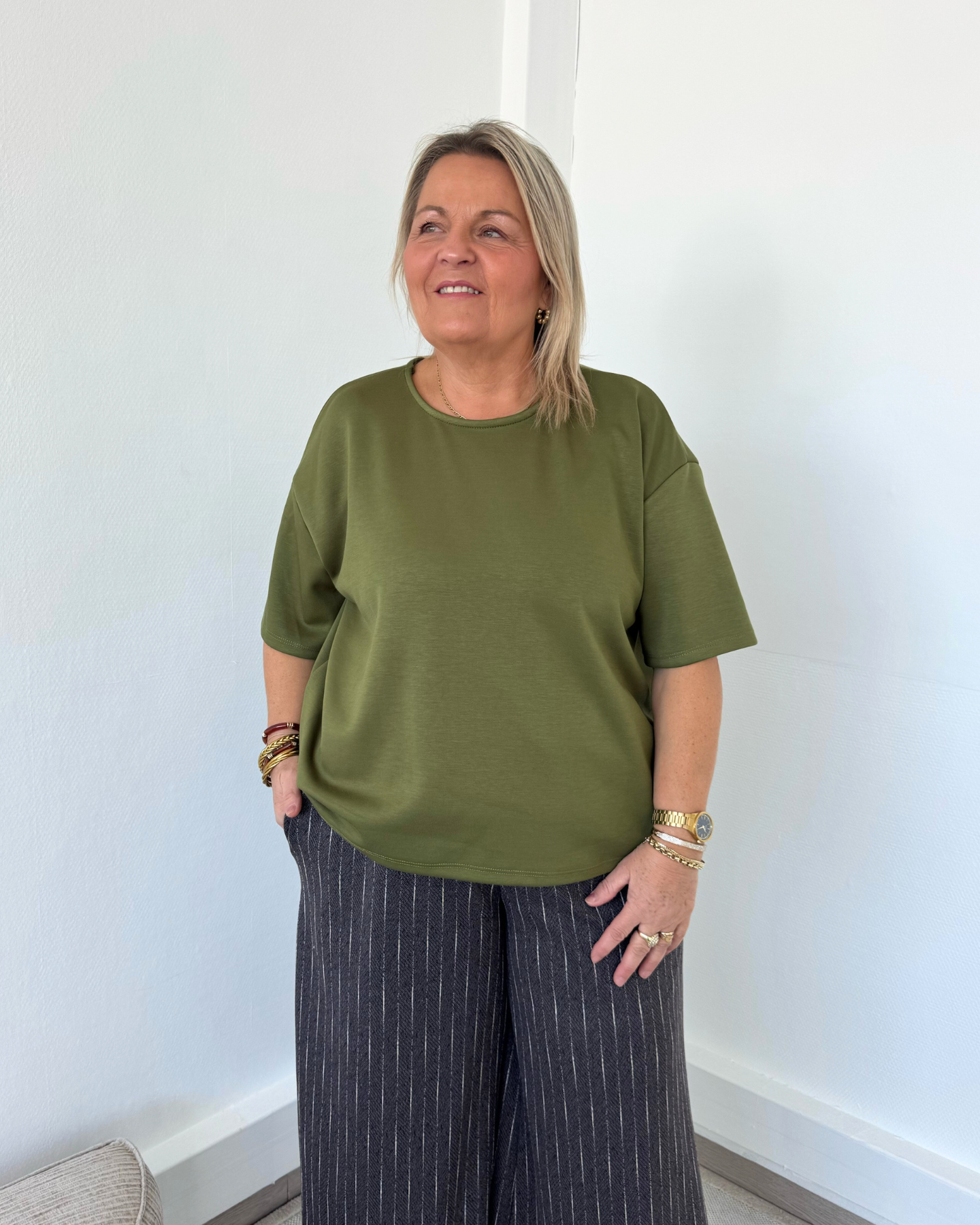 T-shirt doux oversize olive