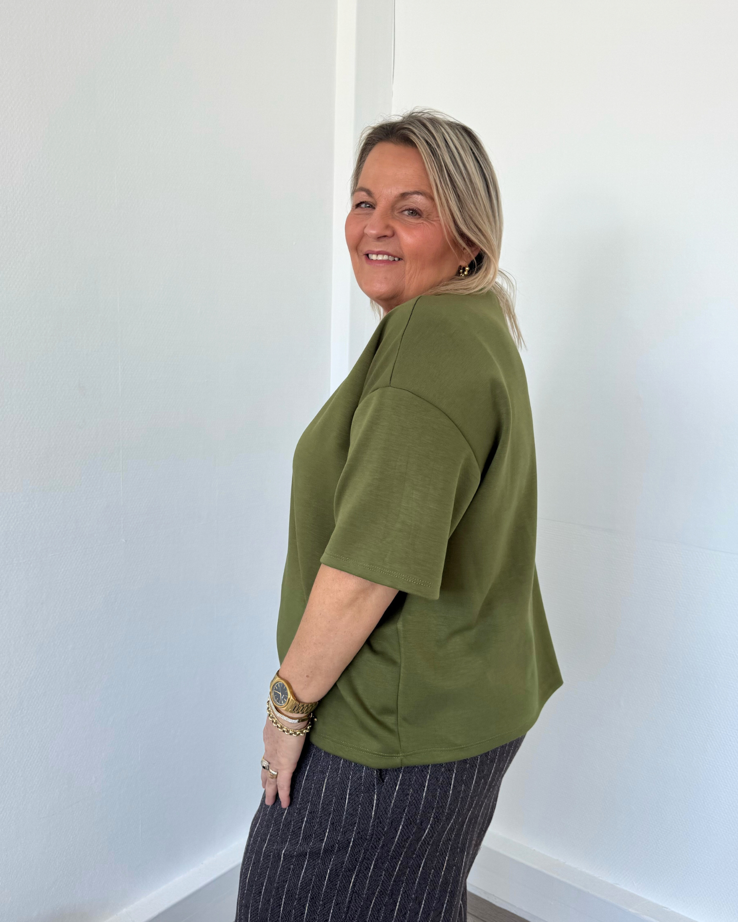 T-shirt doux oversize olive