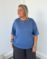 T-shirt doux oversize bleu ciel
