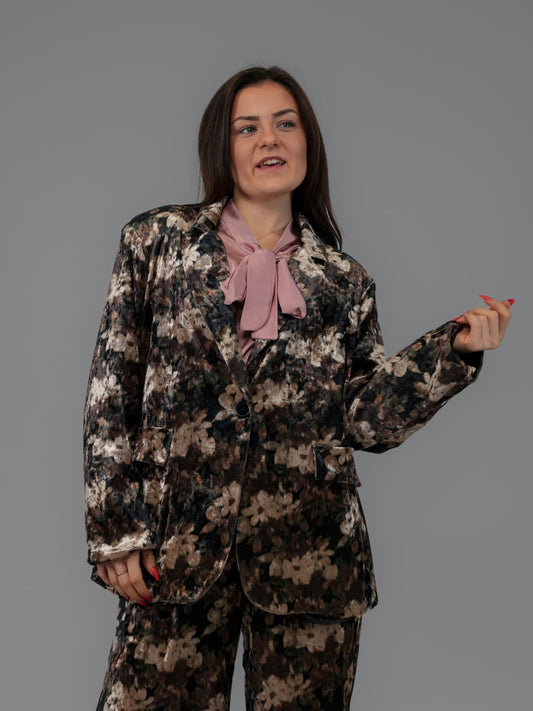 Blazer velours fleuri - 1359