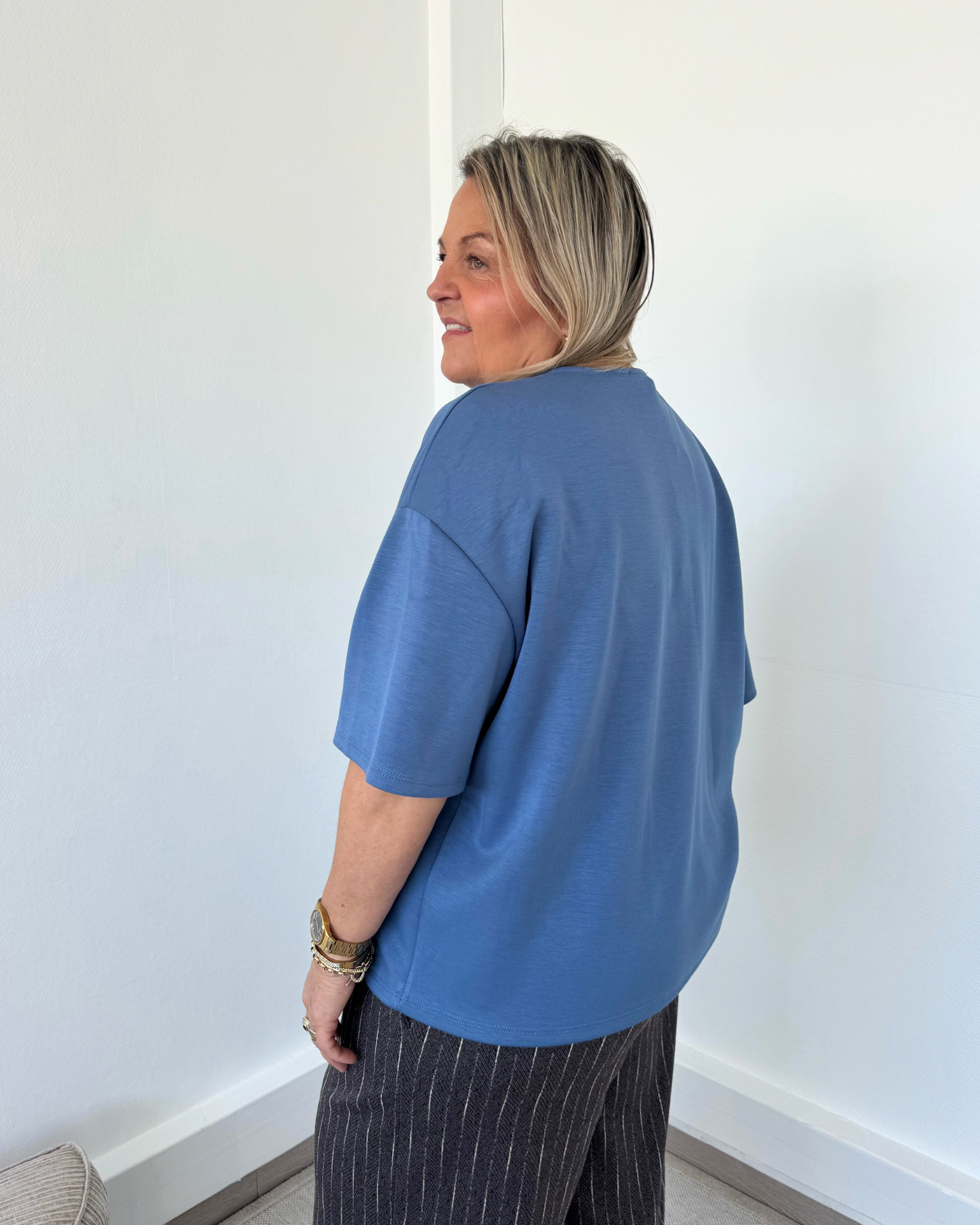 T-shirt doux oversize bleu ciel