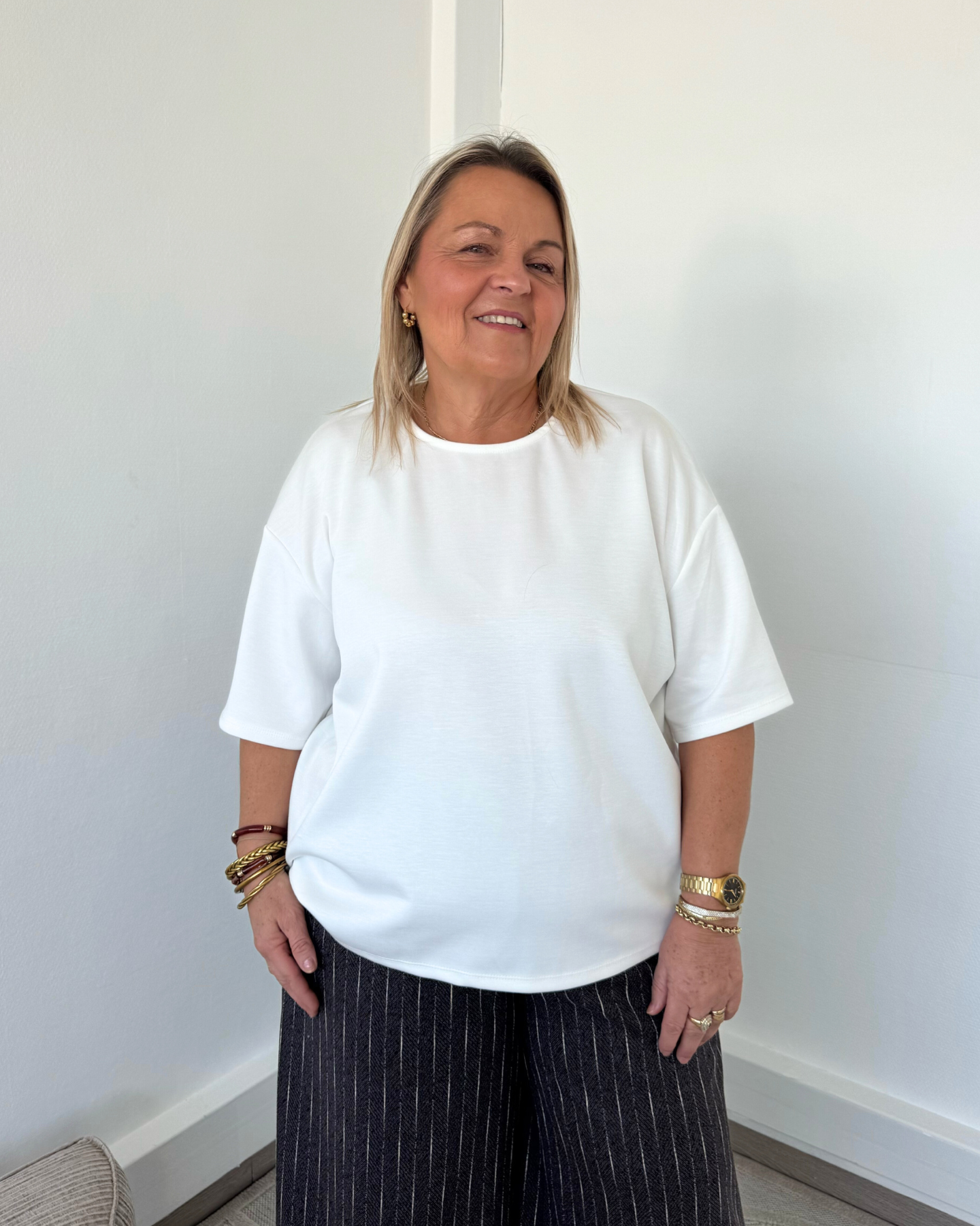 T-shirt doux oversize écru