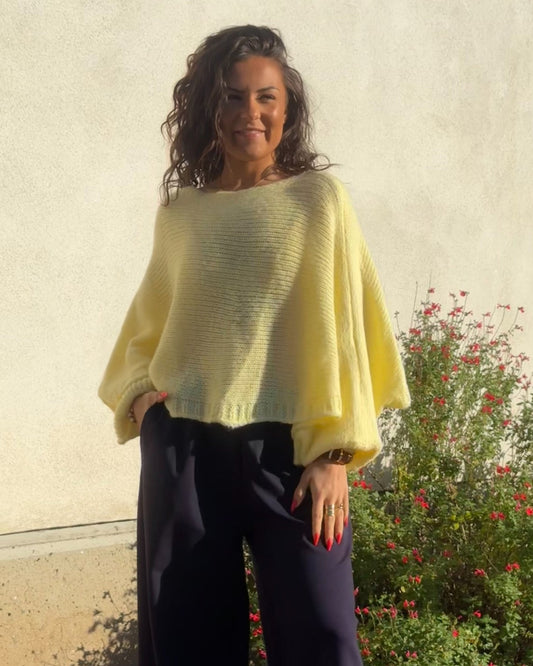 Pull poncho jaune
