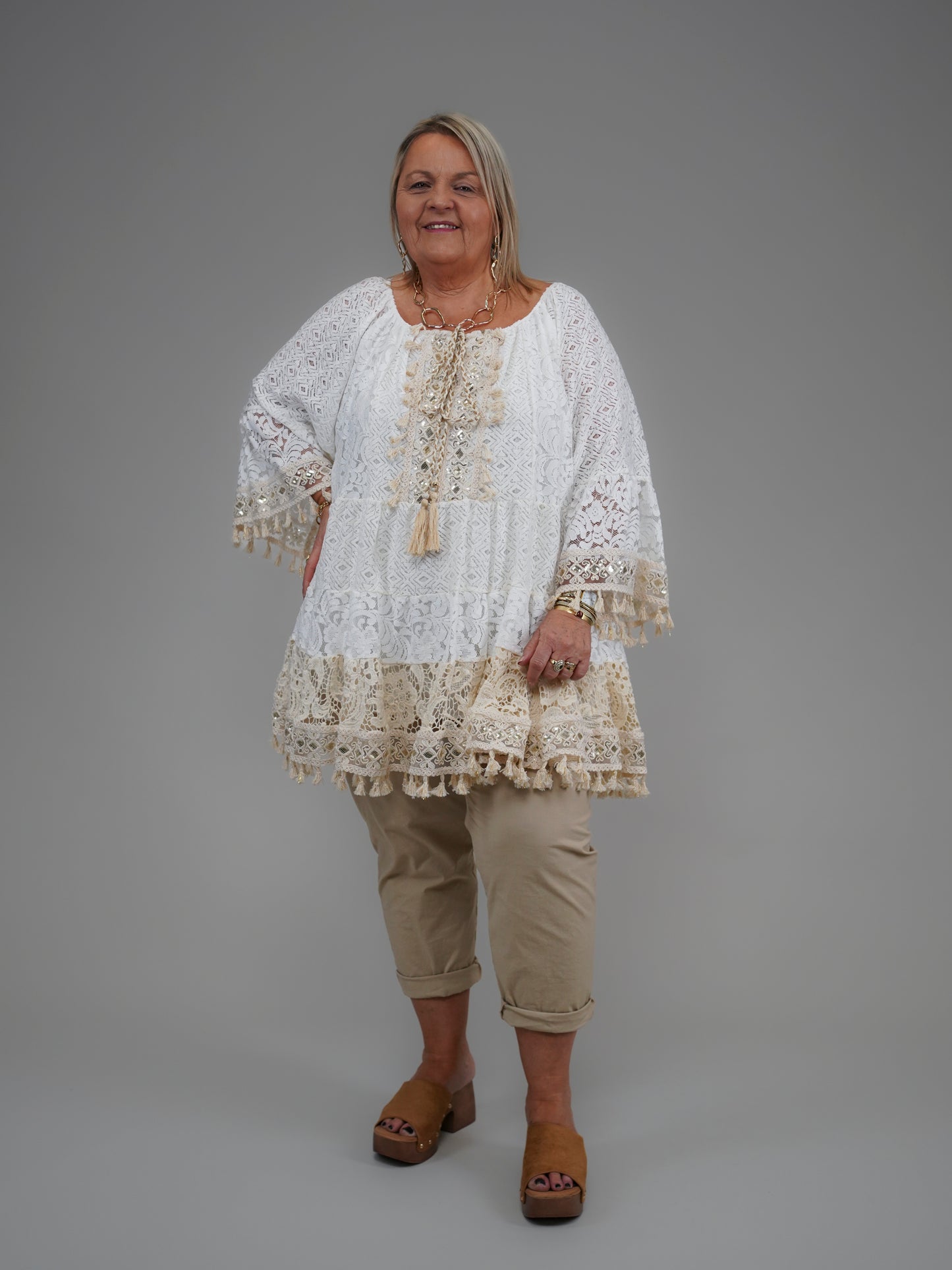 Tunique dentelle plastron - 1063