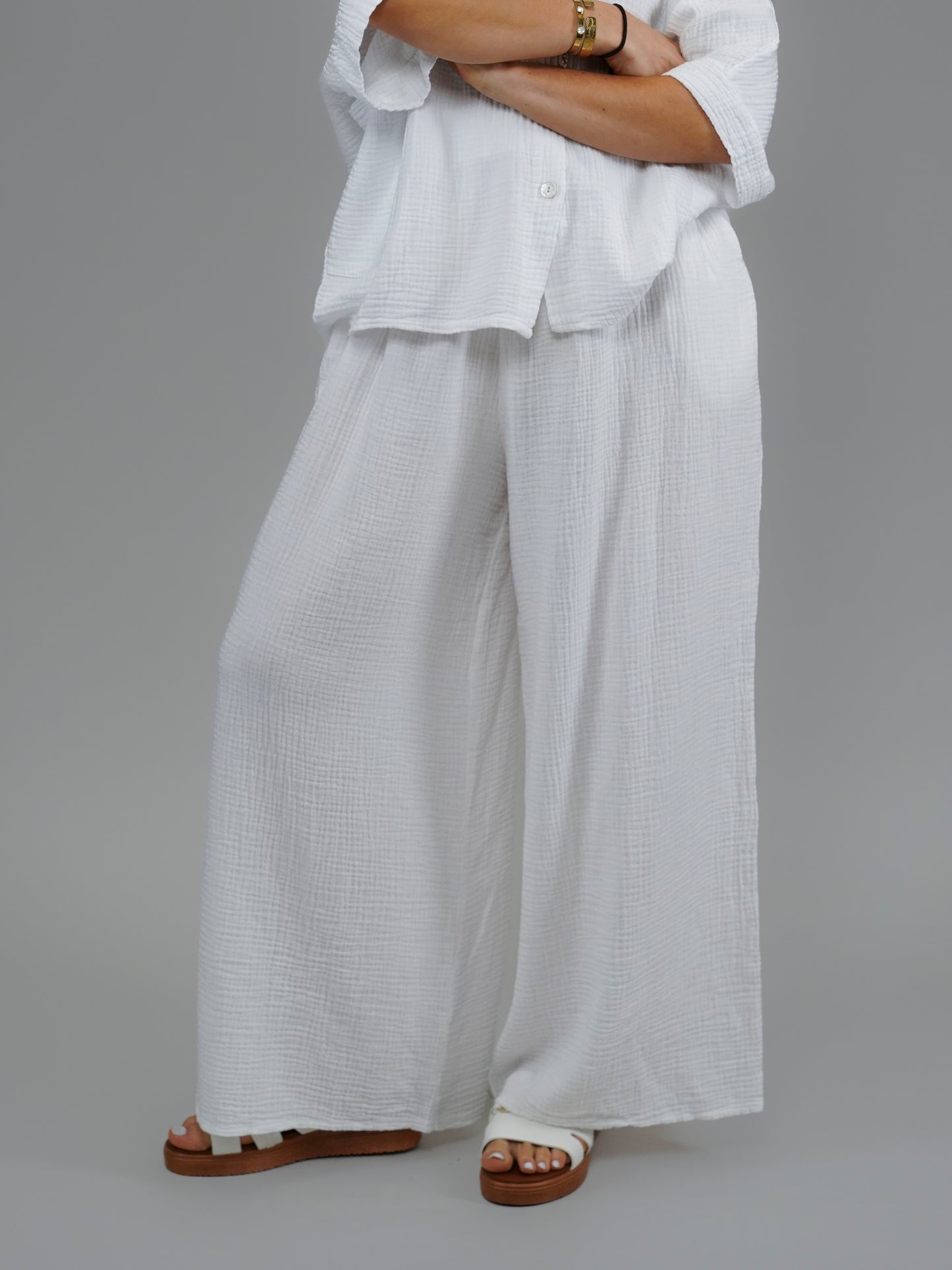 Pantalon blanc en gaze de coton - 1071