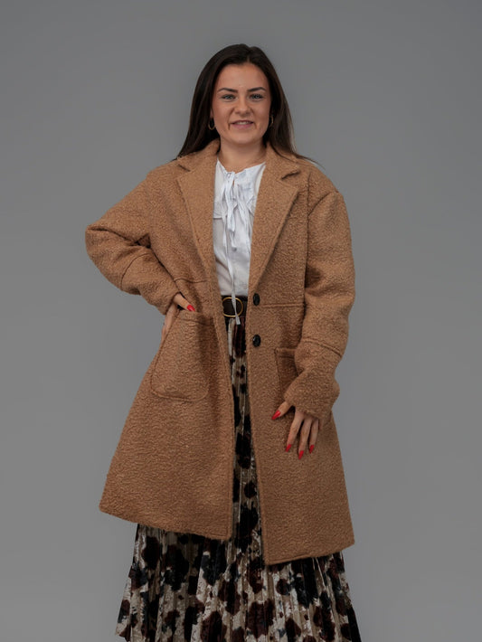 Manteau camel bouclette - 1349