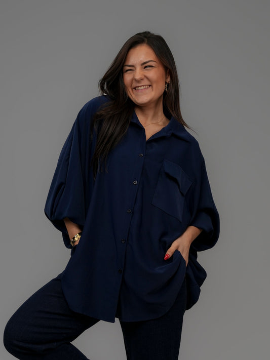 Chemise oversize marine - 1197