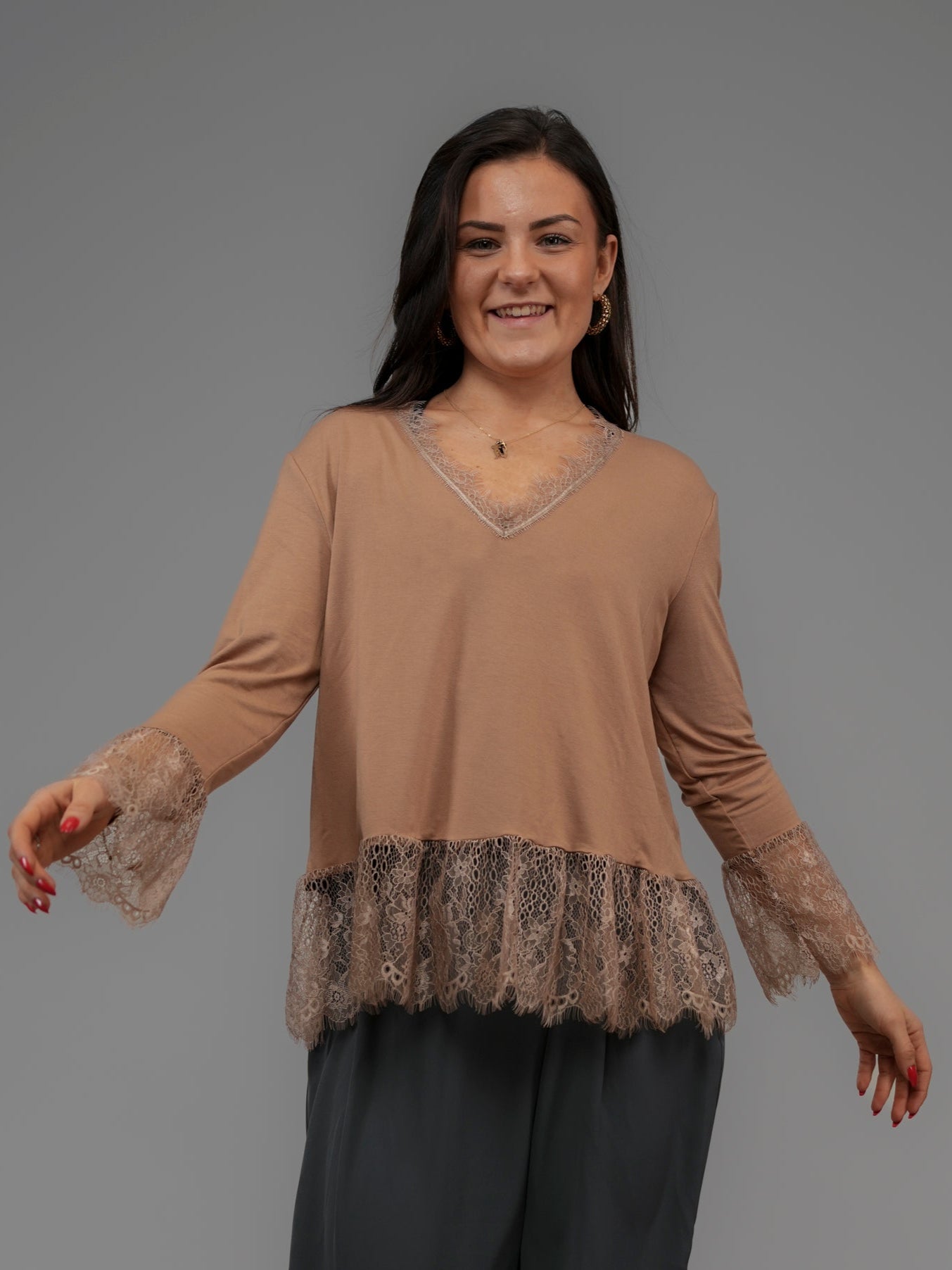 Top dentelle camel - 1500