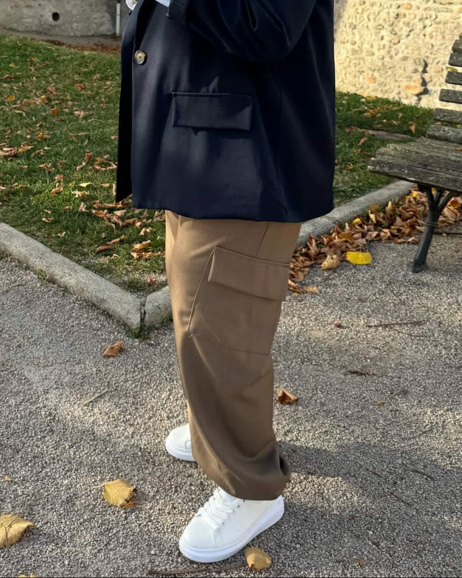 Pantalon cargo beige