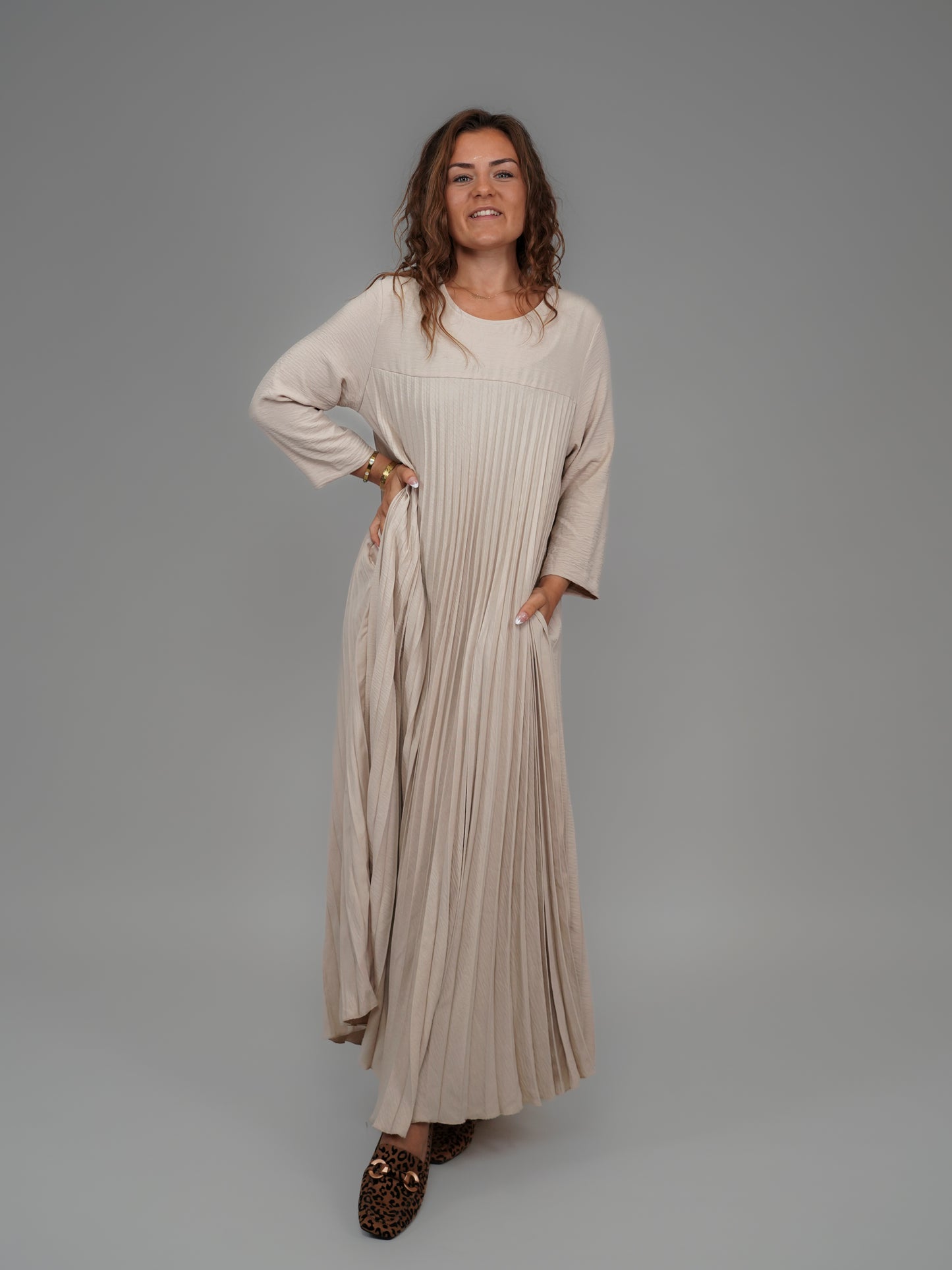 Robe plissée beige - 1149