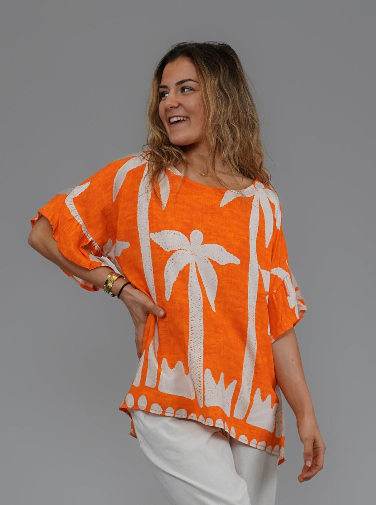 T-shirt palmier orange - 1046
