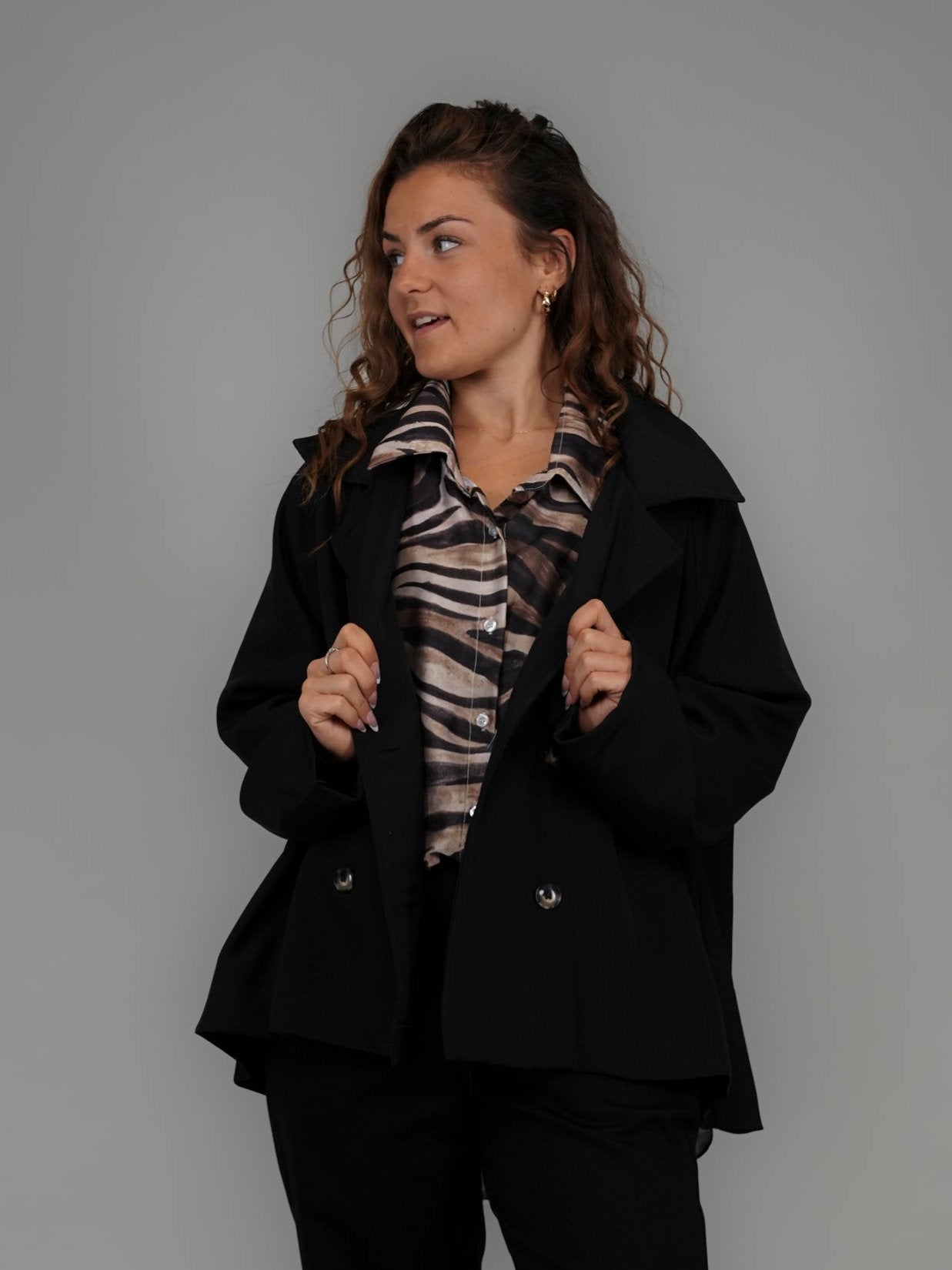 Veste noire effet trench - 1110