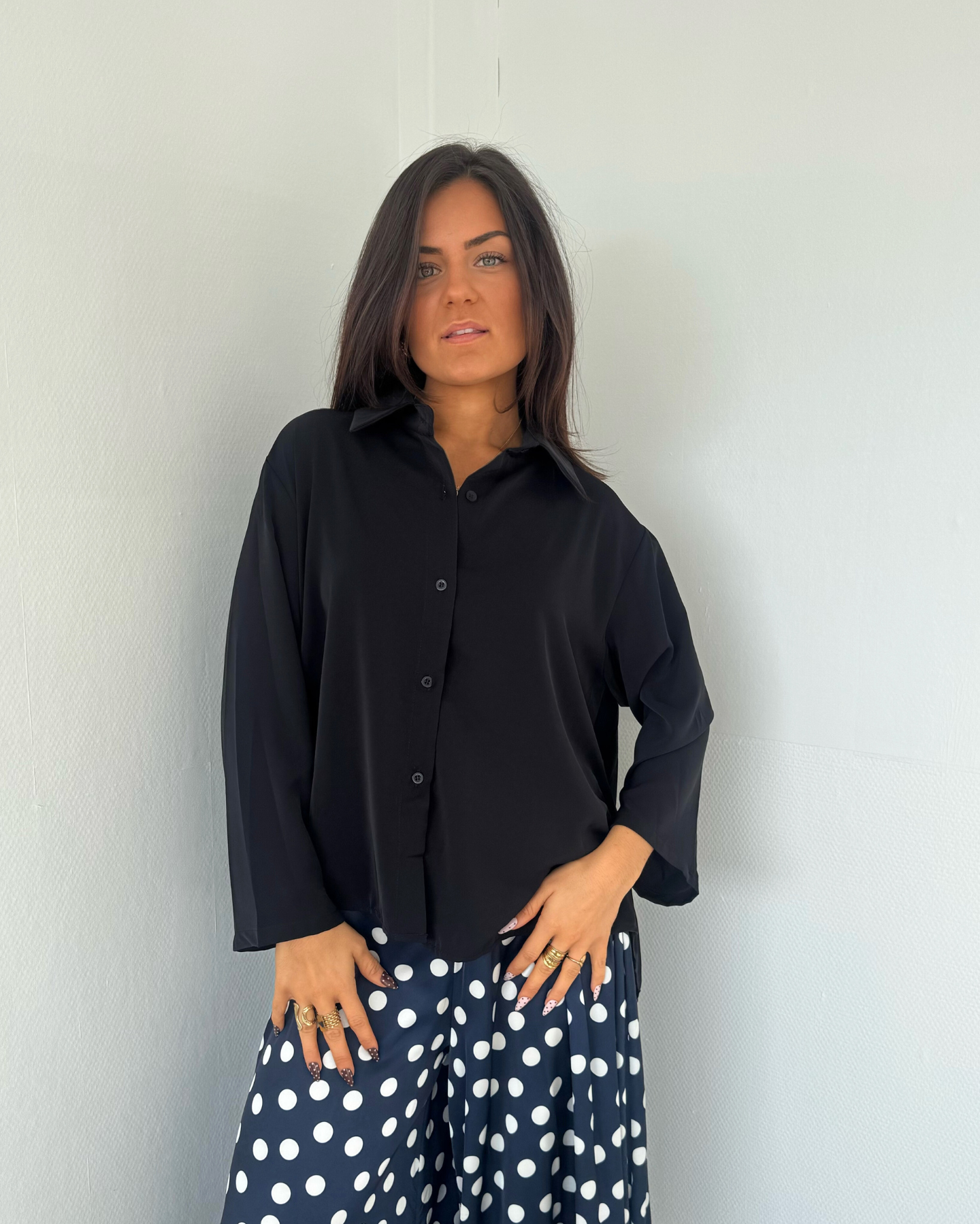 Chemise dos plissé noire