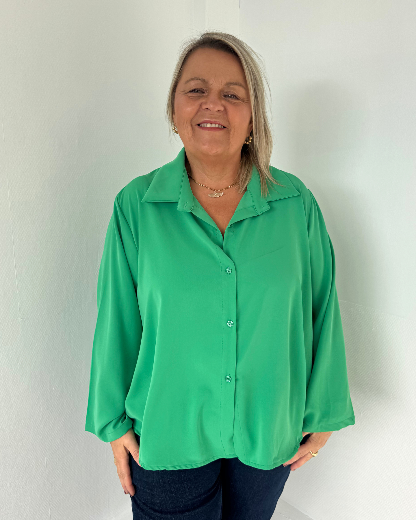Chemise dos plissé verte