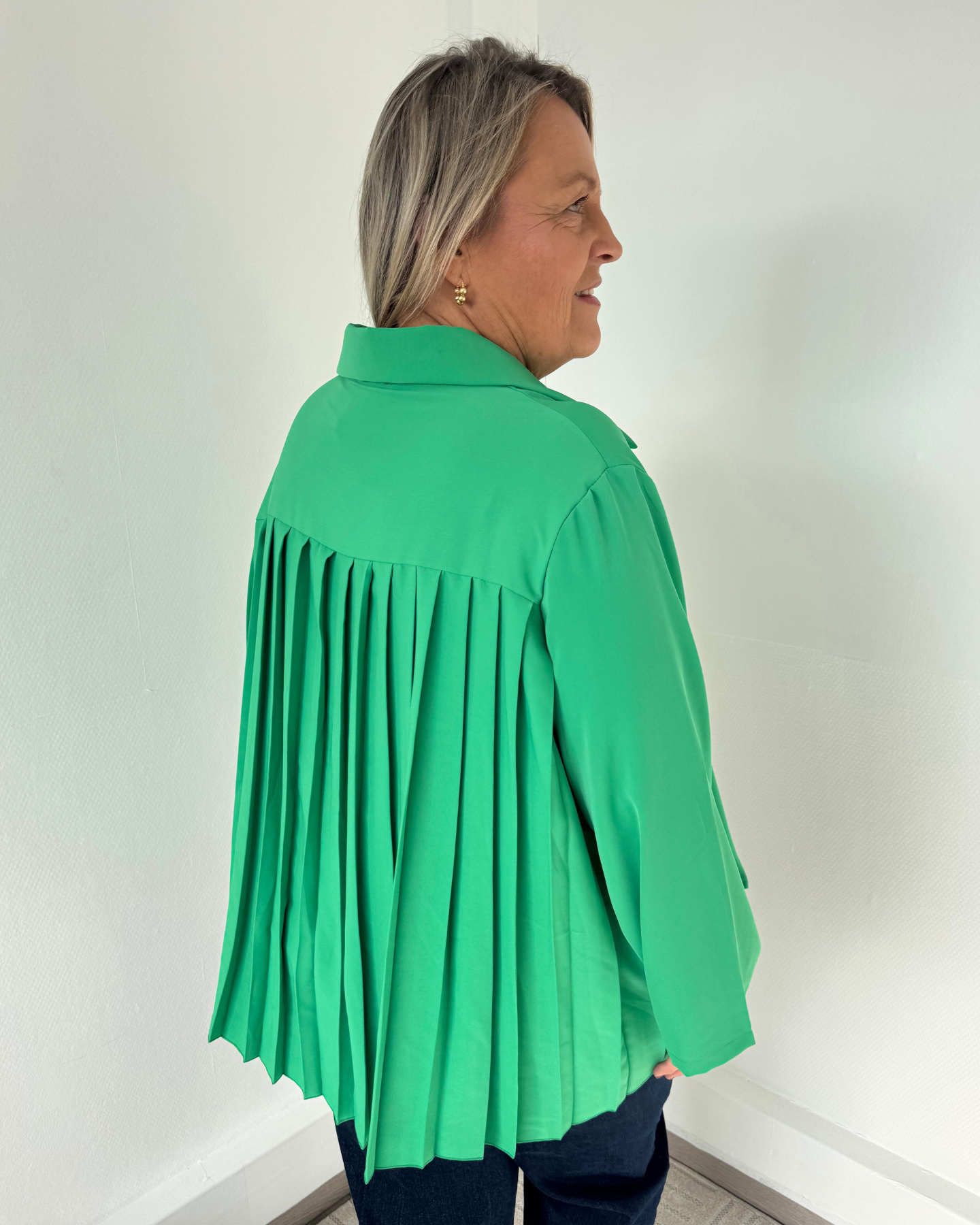 Chemise dos plissé verte