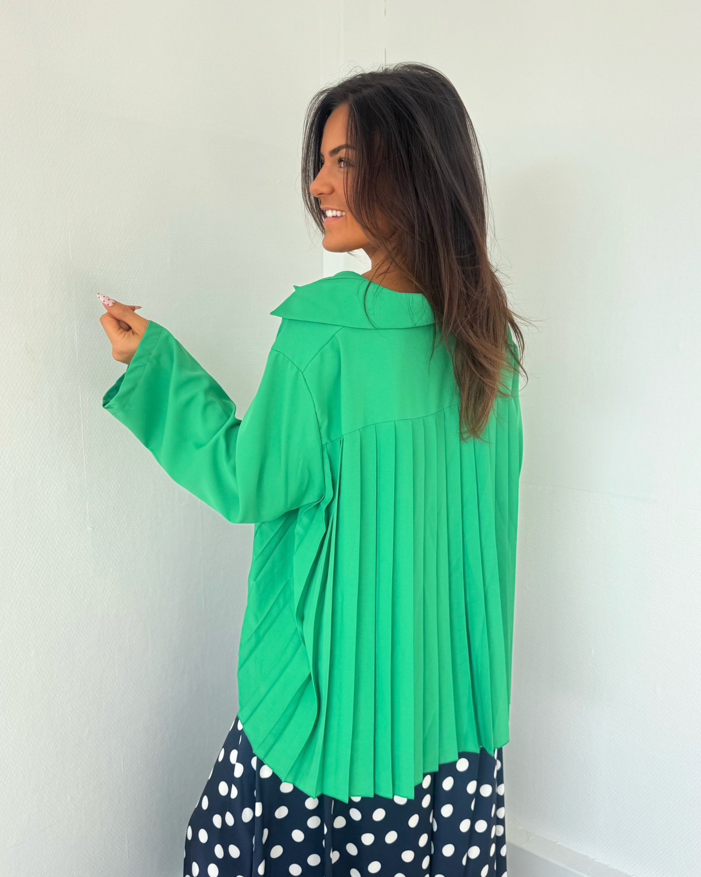 Chemise dos plissé verte