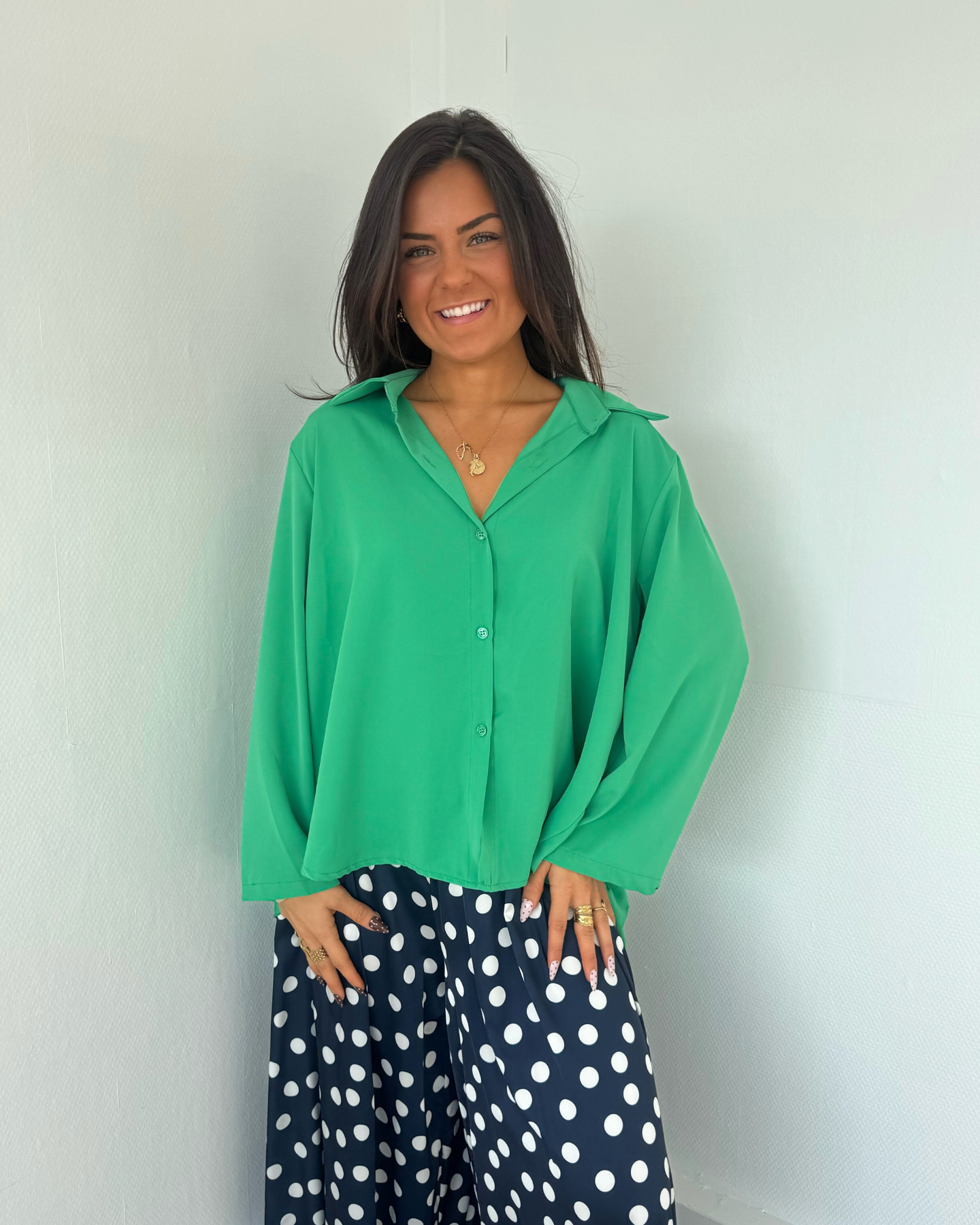 Chemise dos plissé verte