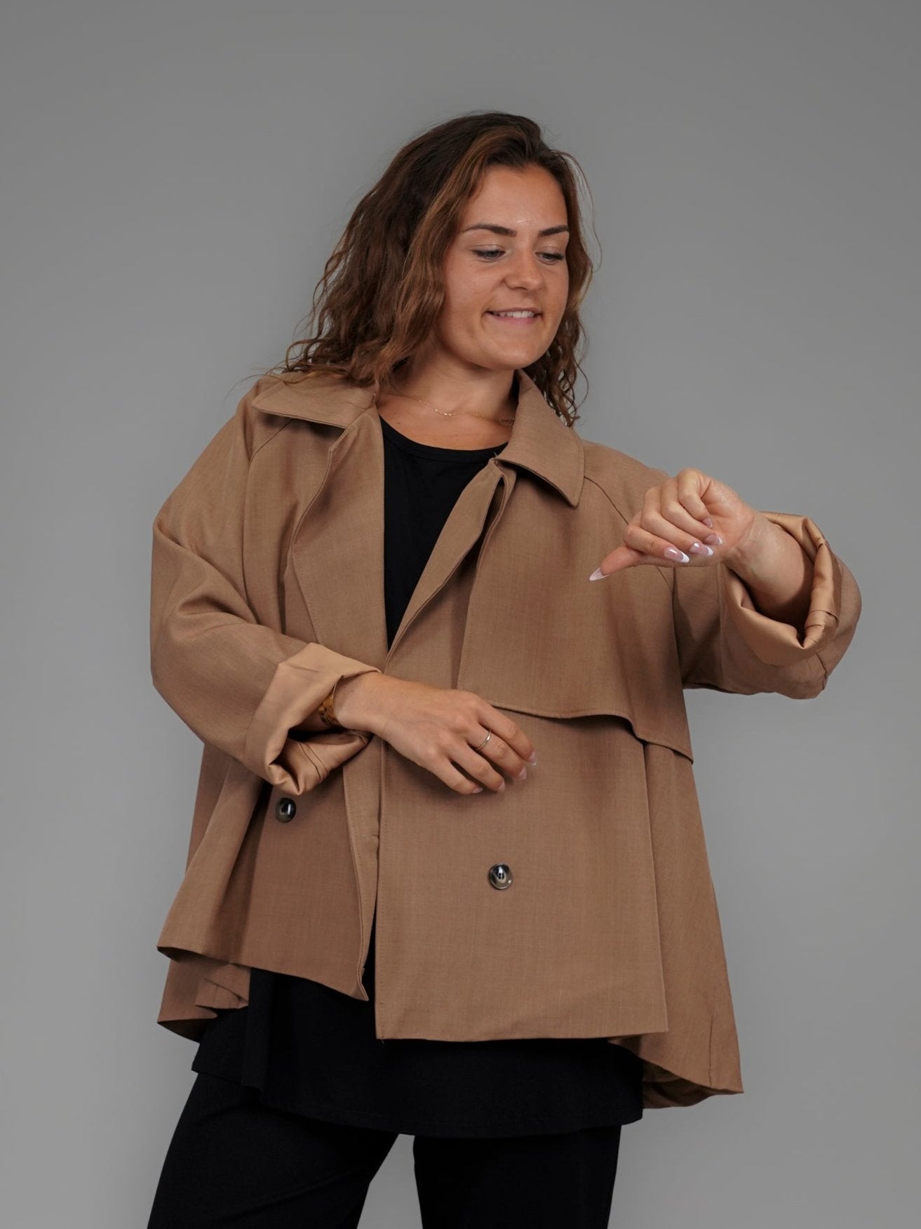 Veste camel foncé effet trench - 1110