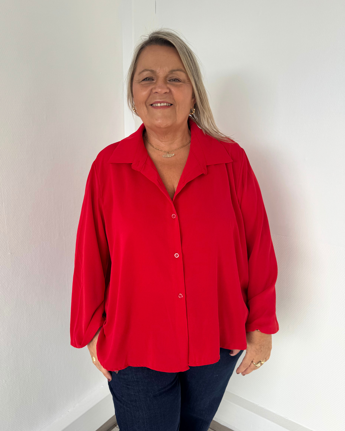 Chemise dos plissé rouge