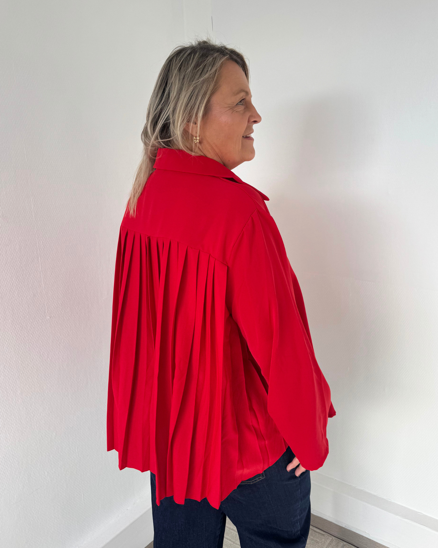 Chemise dos plissé rouge