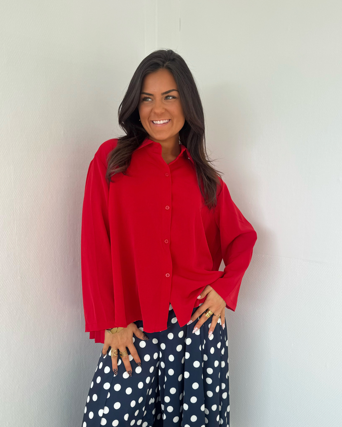 Chemise dos plissé rouge