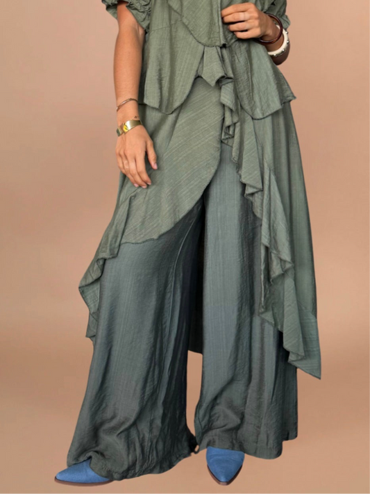 Pantalon à volants kaki