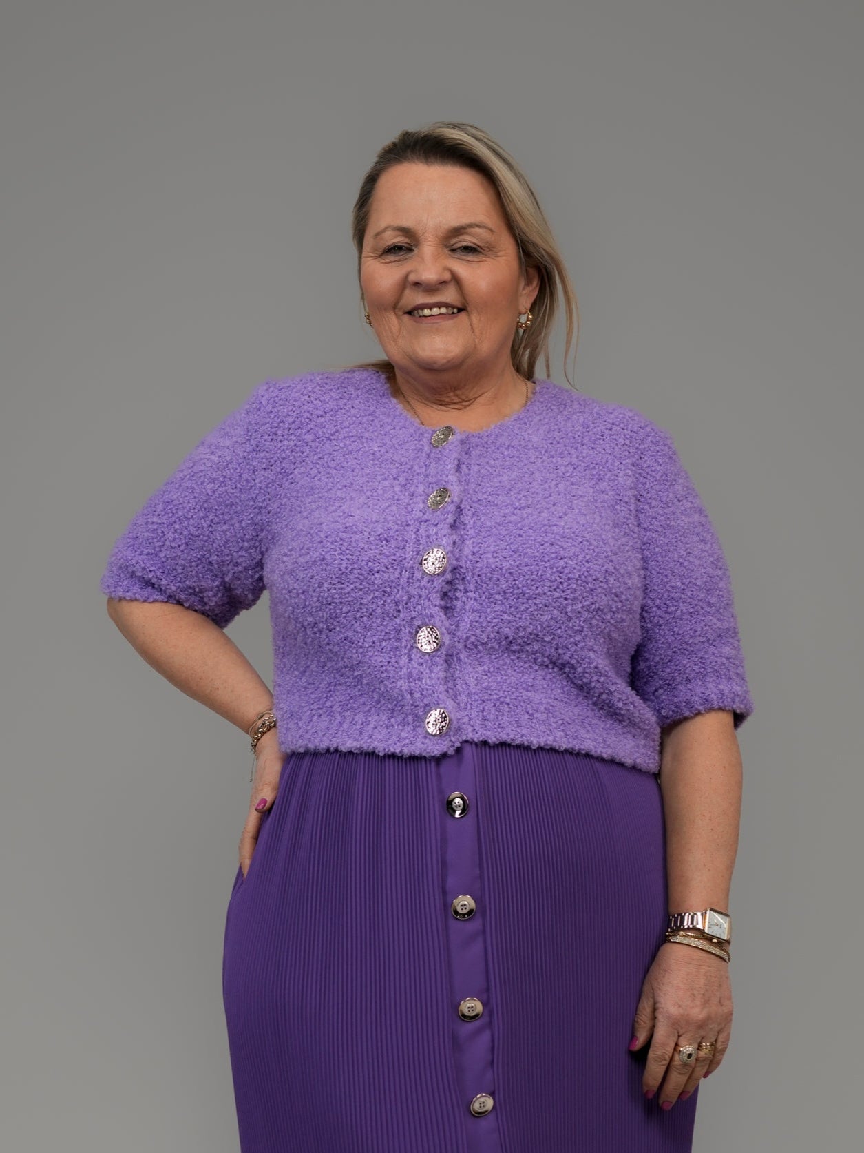 Cardigan violet manches courtes - 1389