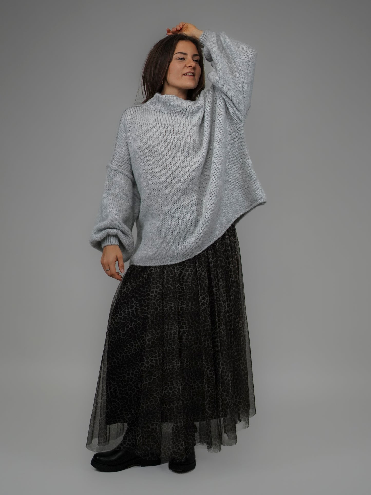 Pull oversize gris - 1169