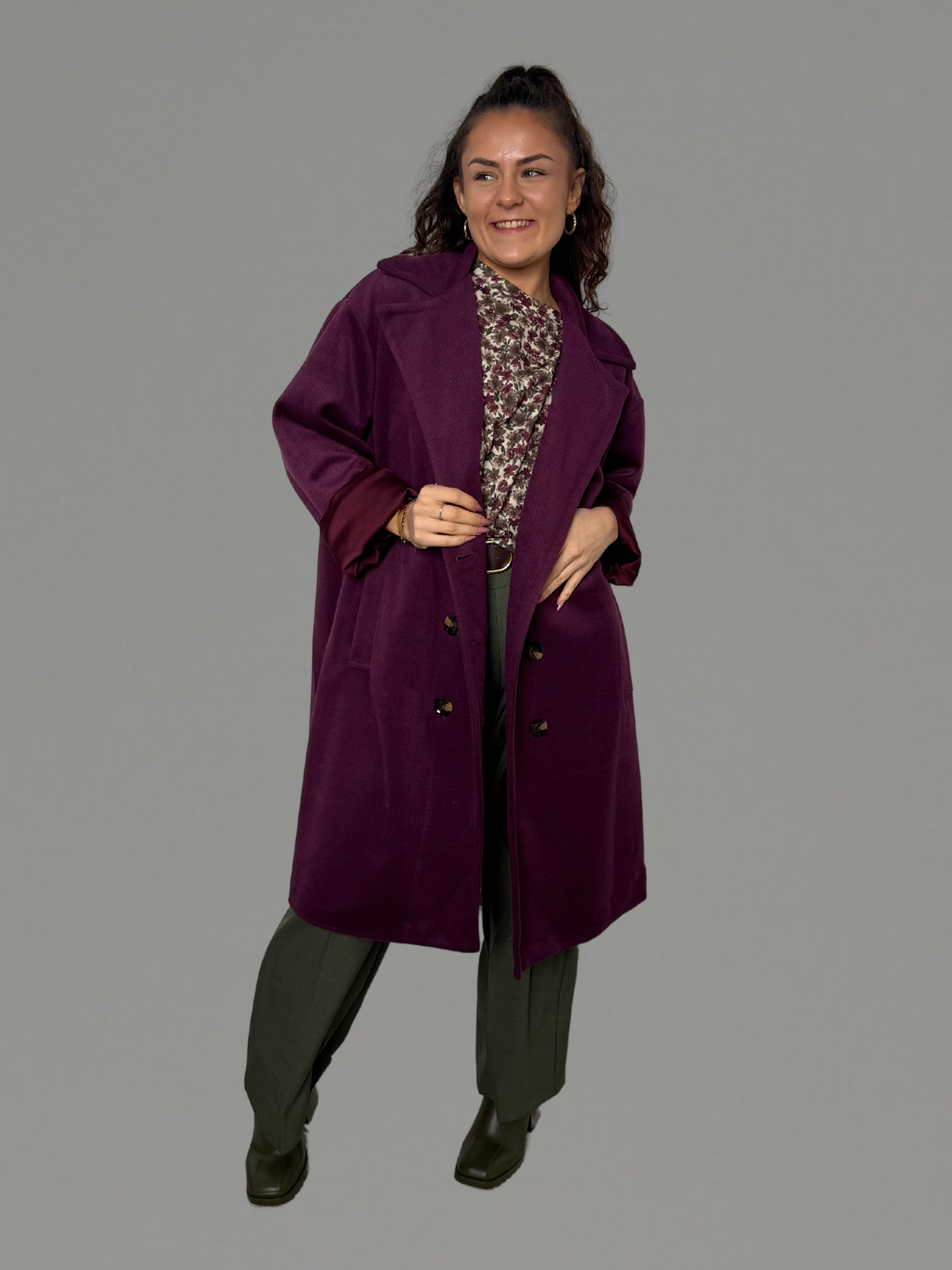 Manteau oversize bordeaux -1703