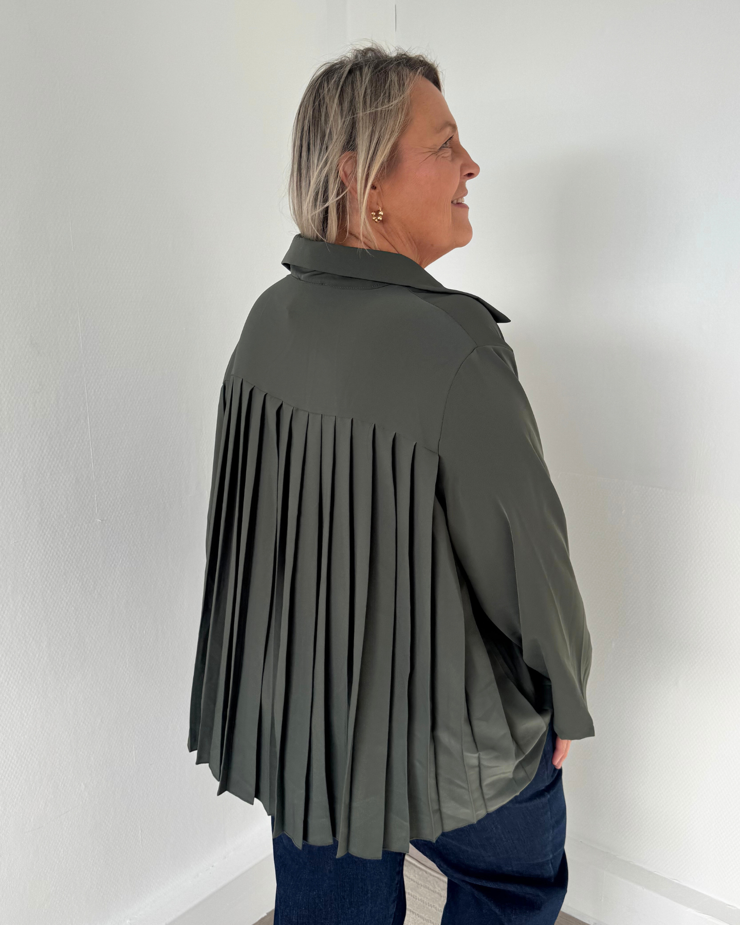 Chemise dos plissé kaki